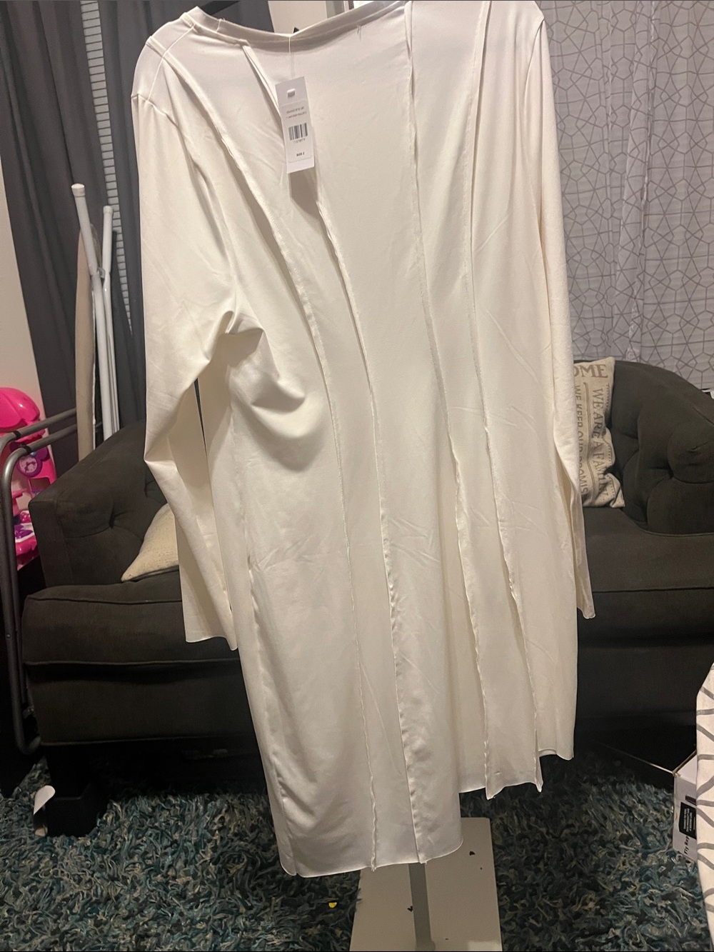 Fashion to Figure Long Sleeve Ivory Seaming Detail Dress - Picture 4 of 5